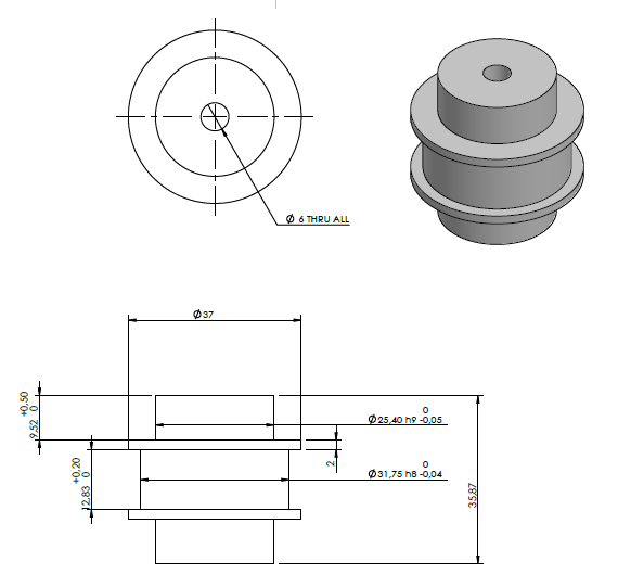 Special D=37mm H=35,87mm. zie tek, gr5 op=op