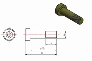 Lage inbus bout  M6x22