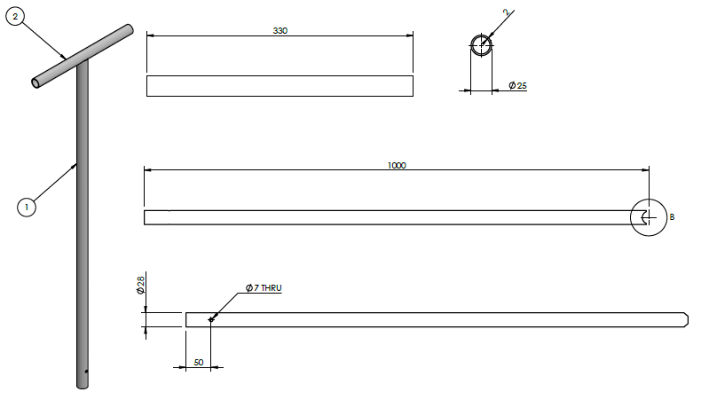 T-bar 1000x330mm