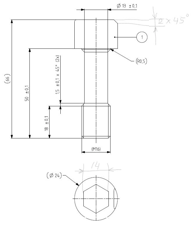 M16x50 acc. drawing gr5