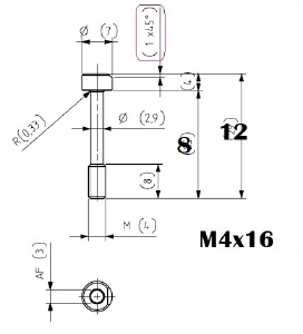 M4x16 with chamfered head acc. drawing gr5