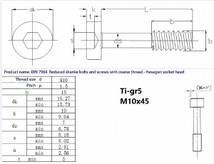 M10x45, acc. drawing gr5