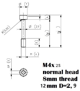 Hex Socket Cap no-loss M4x25 gr2