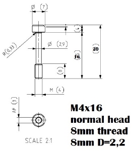 Hex Socket Cap no-loss M4x20 gr2